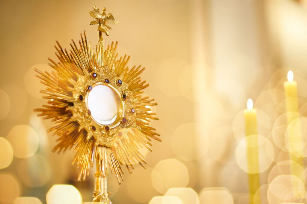 Monstrance with the Blessed Sacrament during Eucharistic adoration